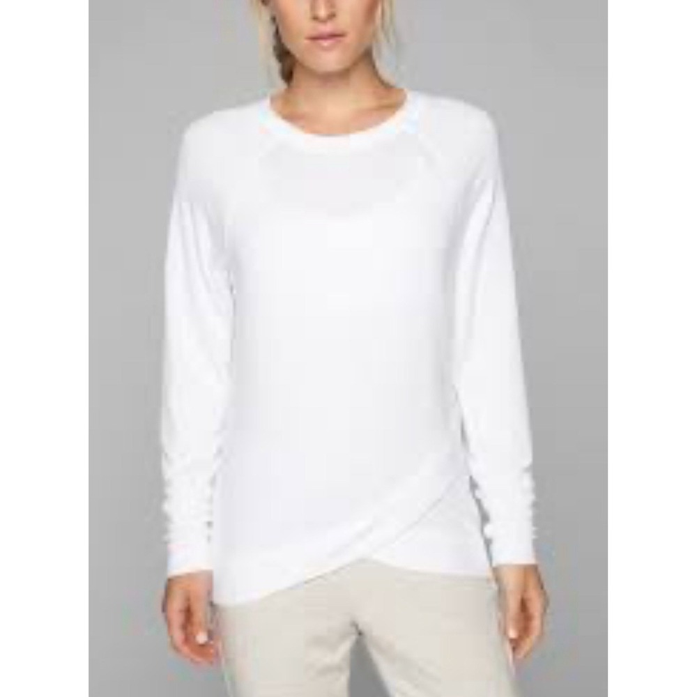 Athleta Women's Serenity Criss Cross Sweatshirt Top Modal Pullover Ivory Size XS